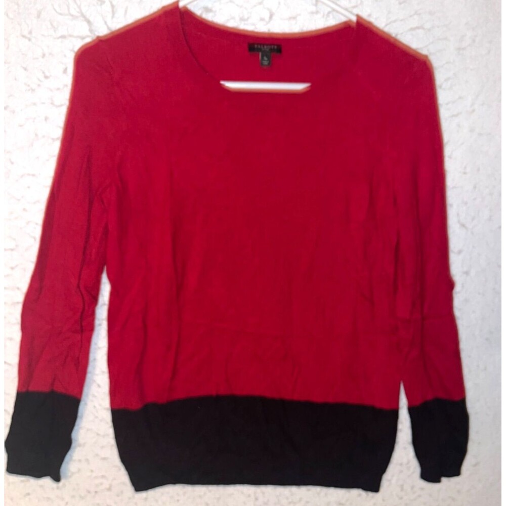Talbots Crewneck Pullover Sweater Petites Sp Nylon Rayon Cotton Red black knit